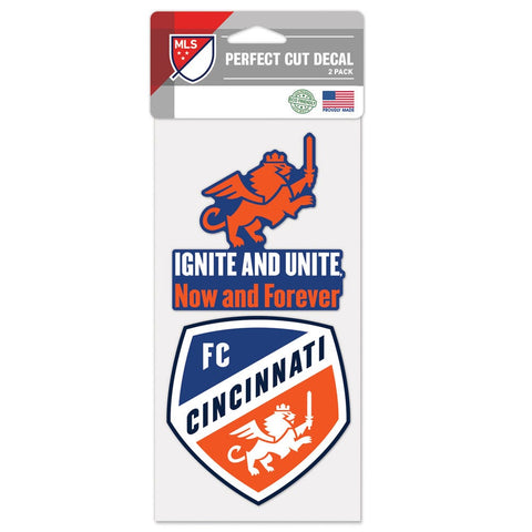FC Cincinnati Decal 4x4 Perfect Cut Set of 2 Slogan Design Special Order