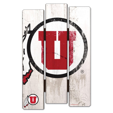 Utah Utes Sign 11x17 Wood Fence Style White