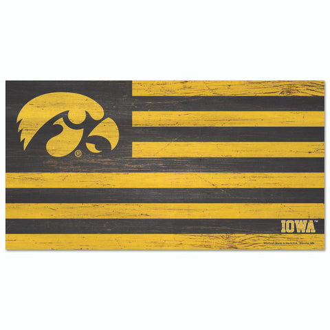 Iowa Hawkeyes Sign Wood 9x17 Flag