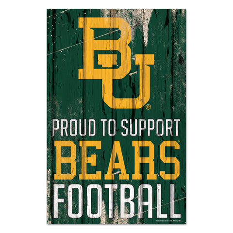 Baylor Bears Sign 11x17 Wood Proud to Support Design