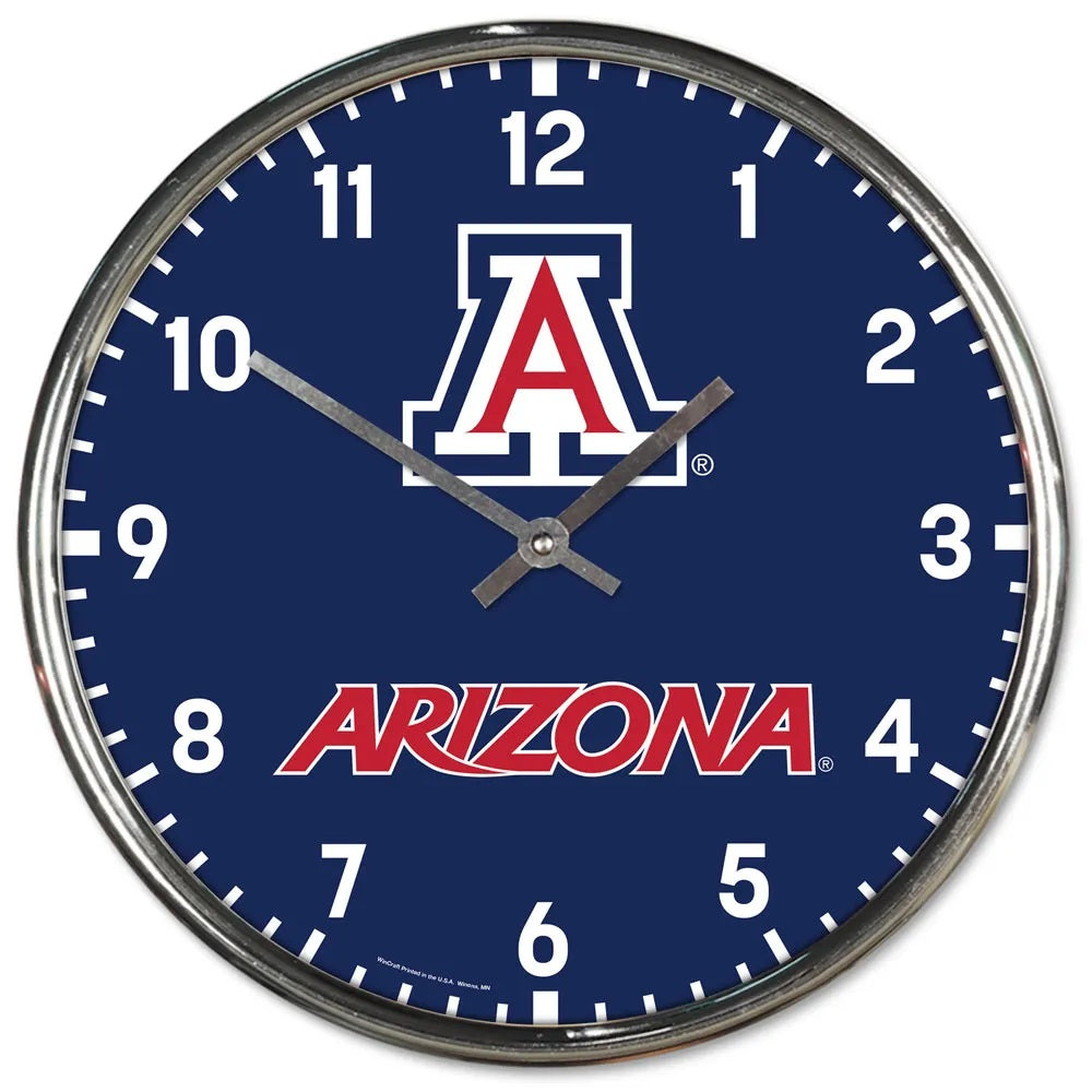 Arizona Wildcats Clock Round Wall Style Chrome