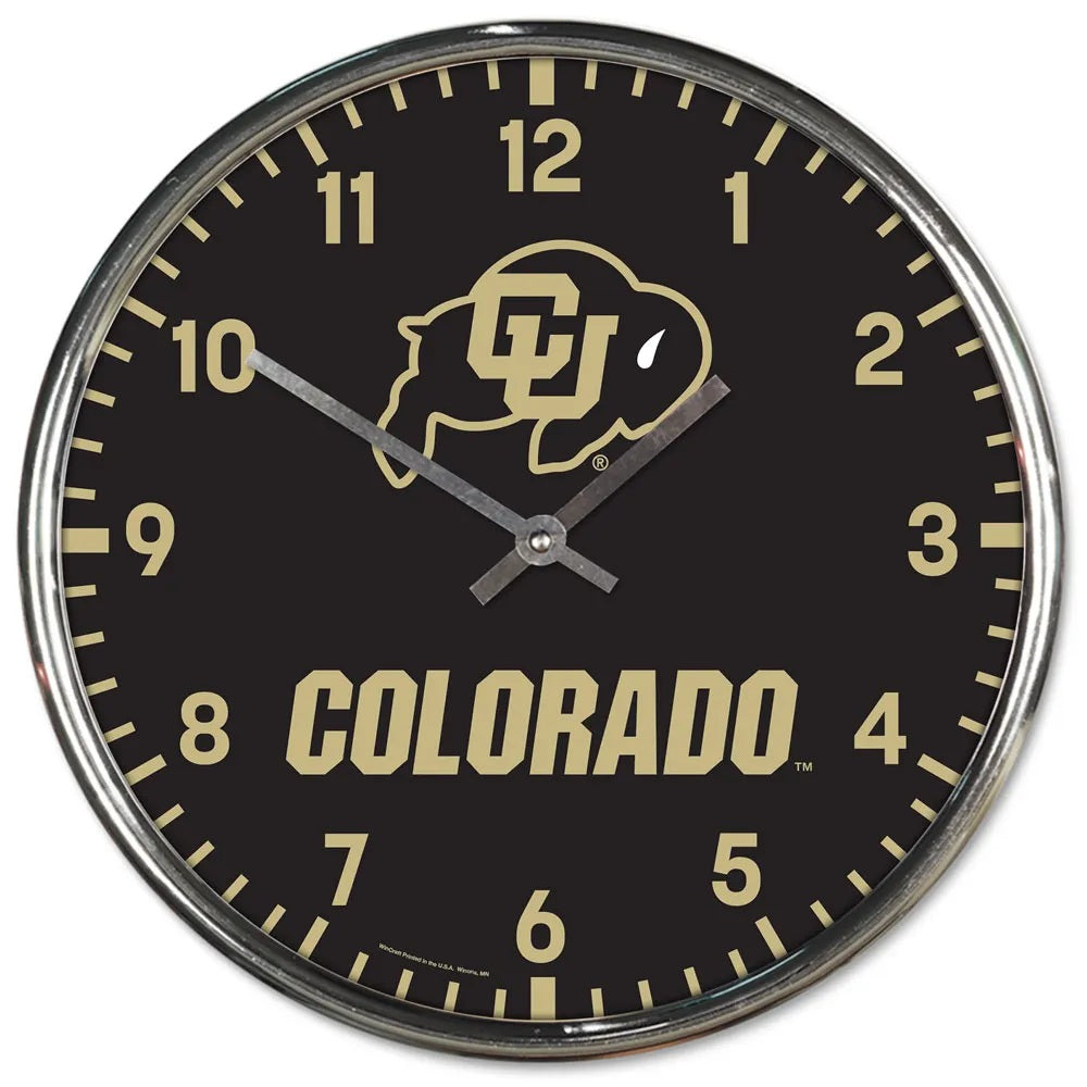 Colorado Buffaloes Clock Round Wall Style Chrome