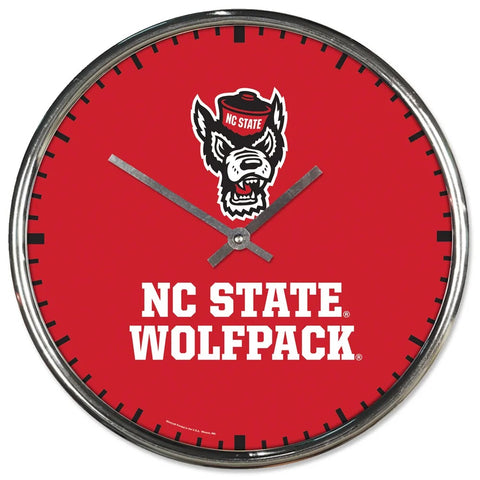 North Carolina State Wolfpack Clock Round Wall Style Chrome