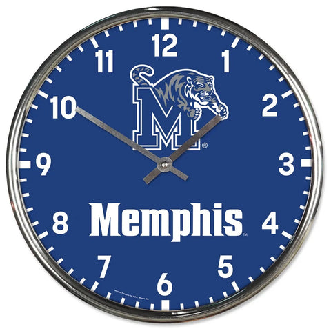 Memphis Tigers Clock Round Wall Style Chrome