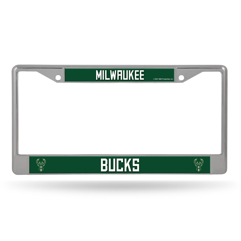 Milwaukee Bucks License Plate Frame Chrome Printed Insert - Special Order