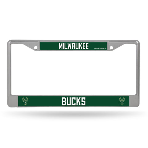 Milwaukee Bucks License Plate Frame Chrome Printed Insert - Special Order