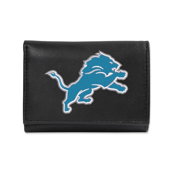 Detroit Lions Wallet Trifold Leather Embroidered