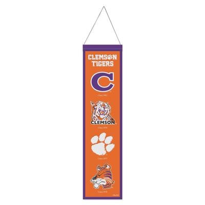 Clemson Tigers Banner Wool 8x32 Heritage Evolution Design - Special Order