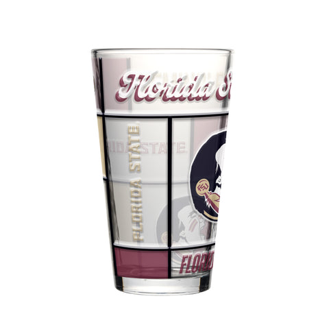 Florida State Seminoles Pint Glass 16oz Quilted Stained Boxed