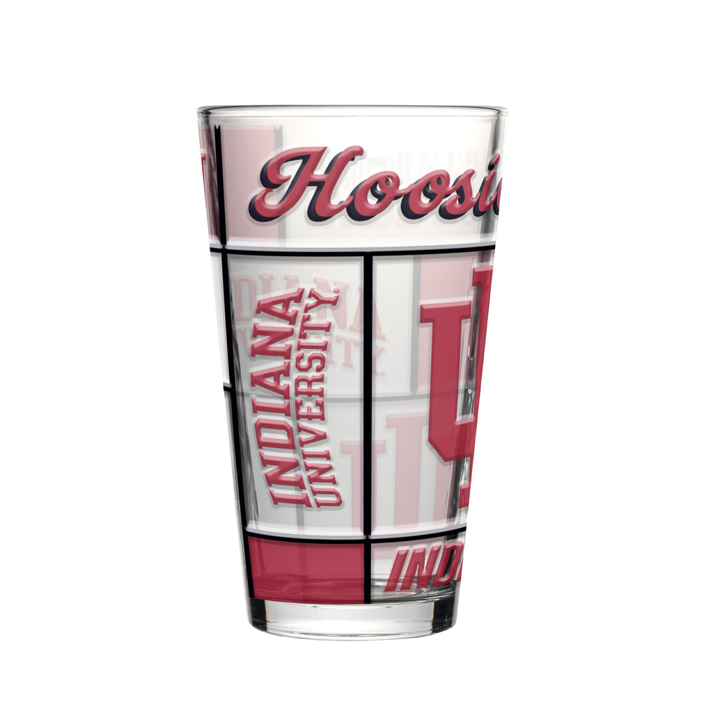 Indiana Hoosiers Pint Glass 16oz Quilted Stained Boxed