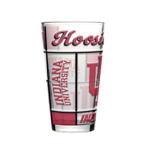 Indiana Hoosiers Pint Glass 16oz Quilted Stained Boxed