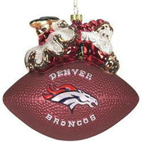 Denver Broncos Ornament 5 1/2 Inch Peggy Abrams Glass Football