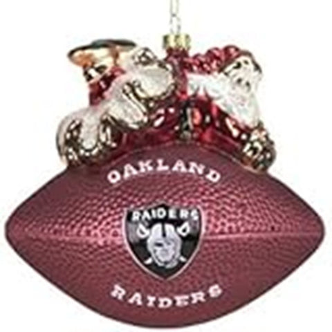 Oakland Raiders Ornament 5 1/2 Inch Peggy Abrams Glass Football