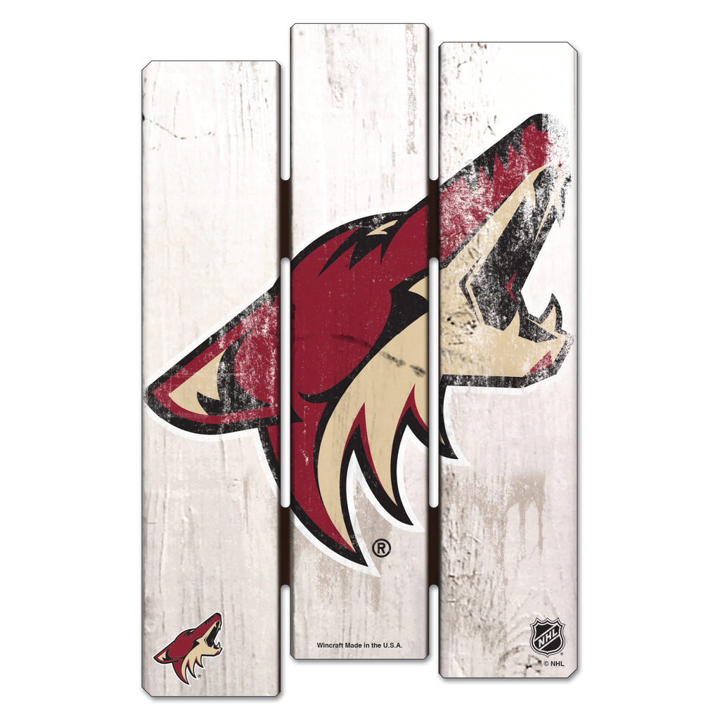 Arizona Coyotes Sign 11x17 Wood Fence Style White