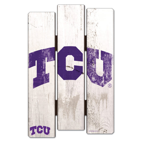 TCU Horned Frogs Sign 11x17 Wood Fence Style White