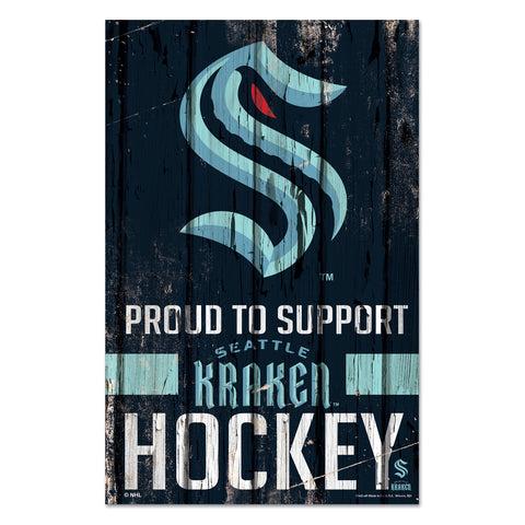 Seattle Kraken Sign 11x17 Wood Proud to Support Design