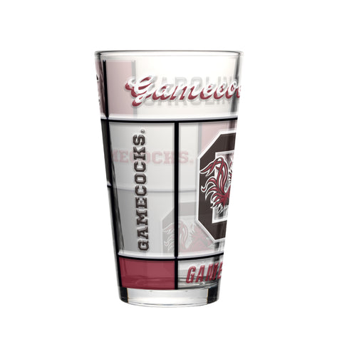South Carolina Gamecocks Pint Glass 16oz Quilted Stained Boxed