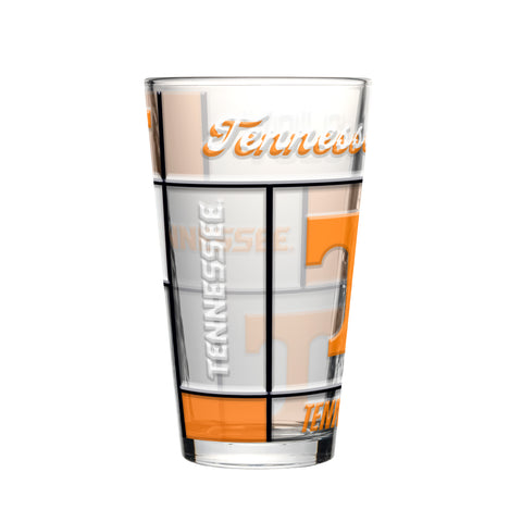 Tennessee Volunteers Pint Glass 16oz Quilted Stained Boxed