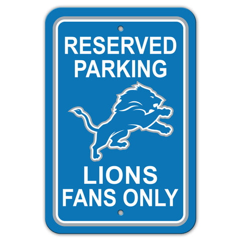 Detroit Lions Sign 12x18 Plastic Reserved Parking Style