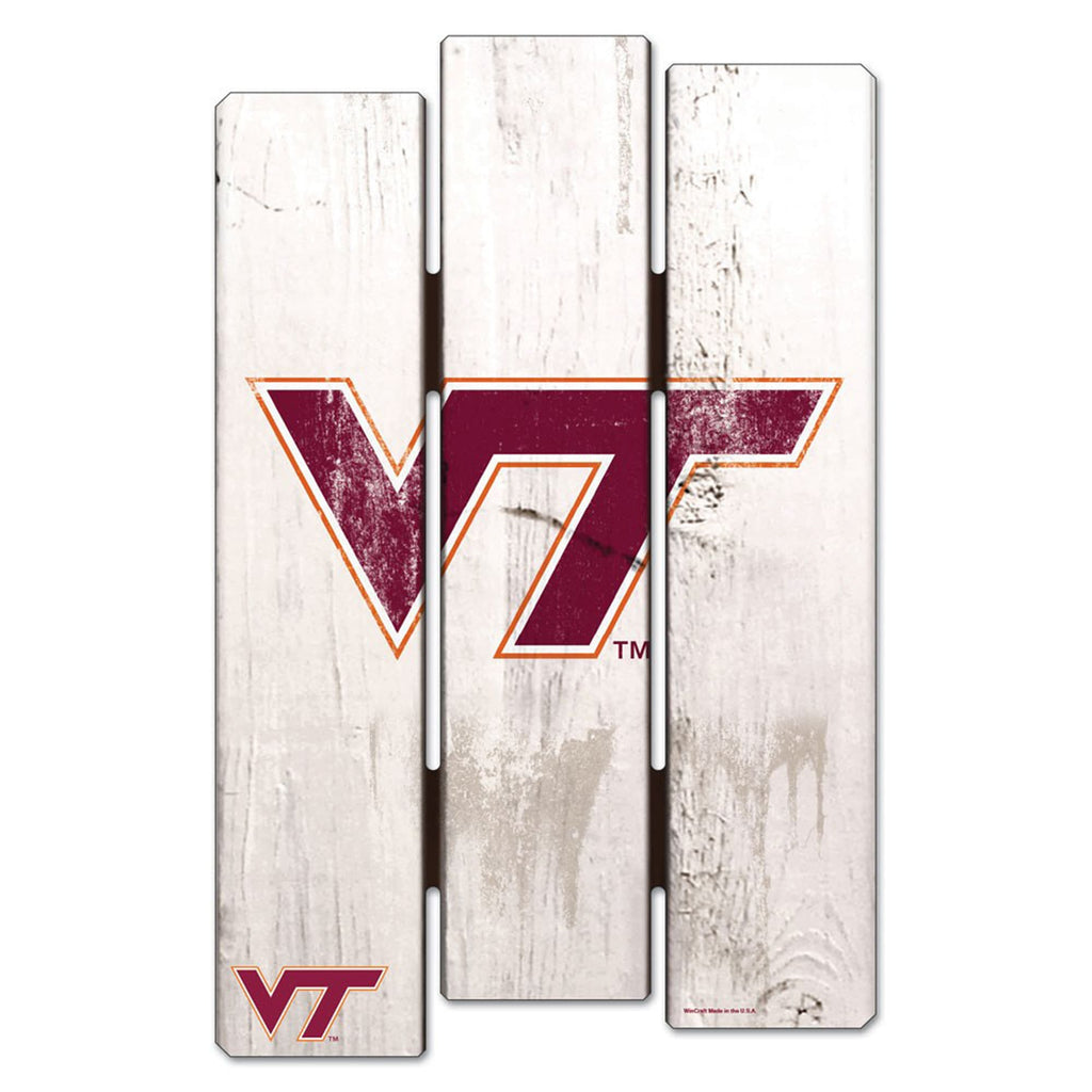 Virginia Tech Hokies Sign 11x17 Wood Fence Style White