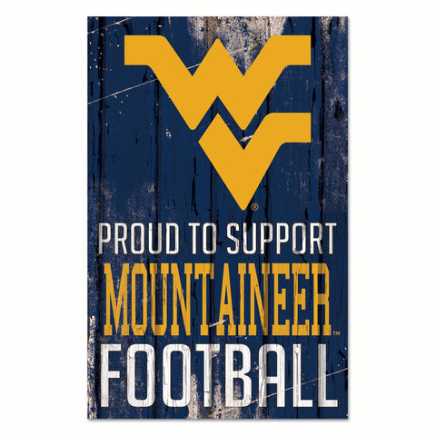 West Virginia Mountaineers Sign 11x17 Wood Proud to Support Design