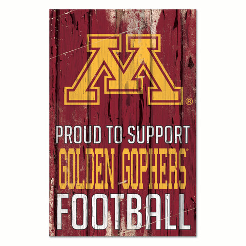 Minnesota Golden Gophers Sign 11x17 Wood Proud to Support Design