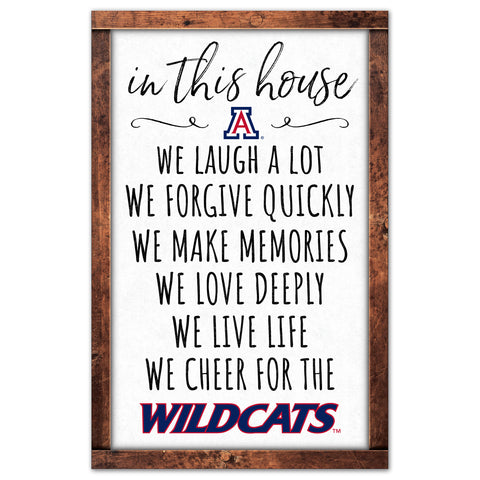 Arizona Wildcats Sign 11x17 Wood In This House