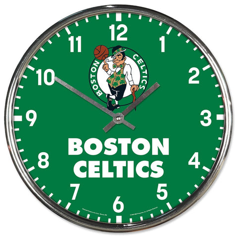 Boston Celtics Clock Round Wall Style Chrome