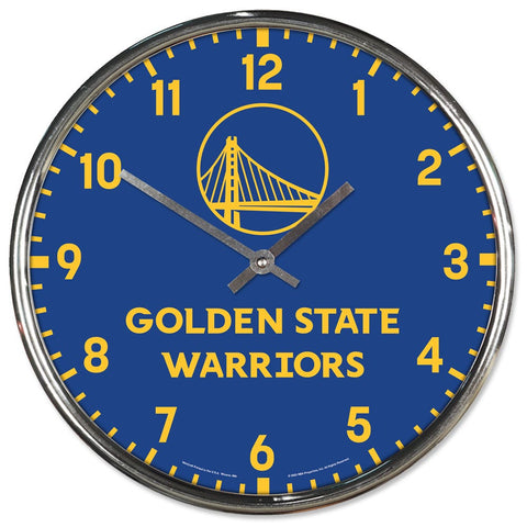 Golden State Warriors Clock Round Wall Style Chrome