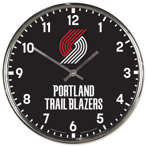 Portland Trailblazers Clock Round Wall Style Chrome