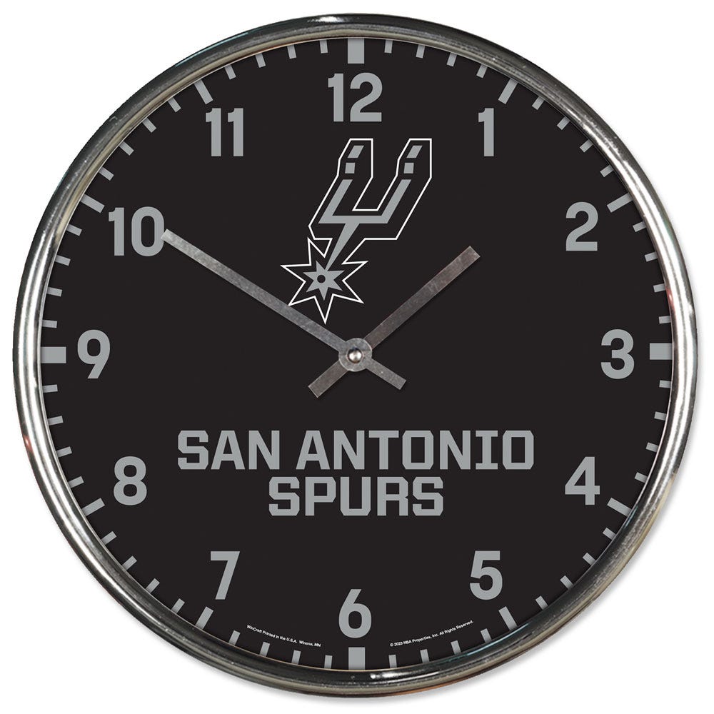 San Antonio Spurs Round Chrome Wall Clock