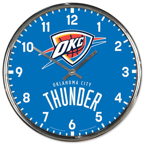 Oklahoma City Thunder Clock Round Wall Style Chrome