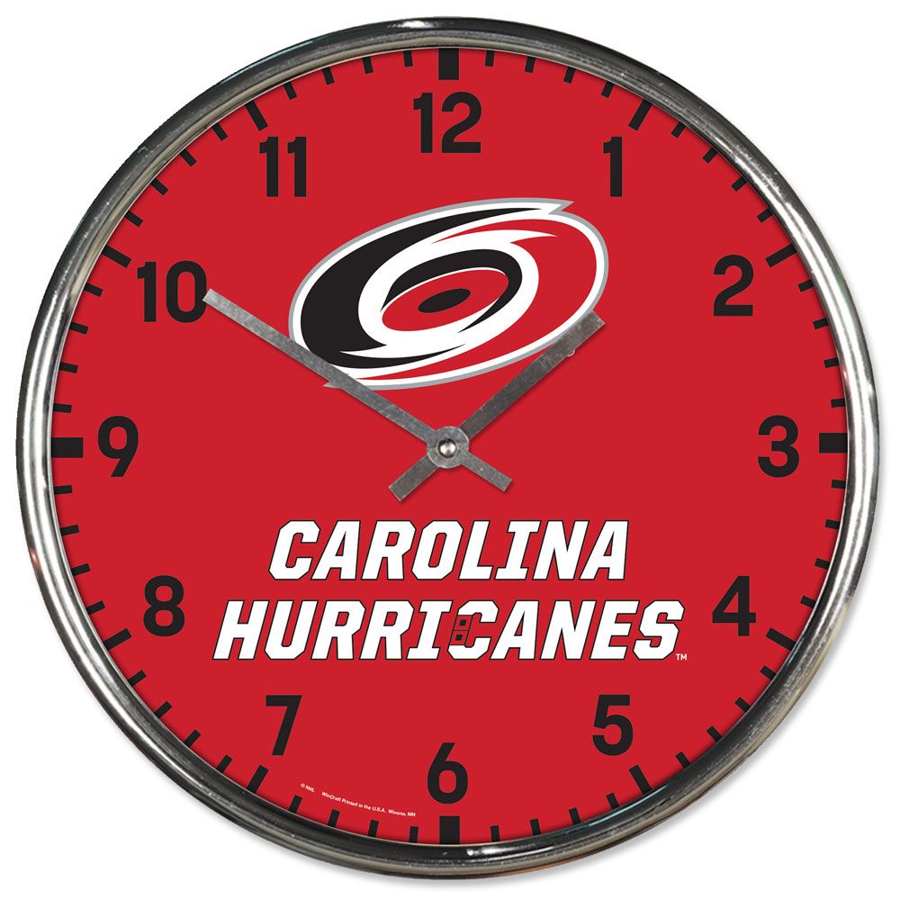 Carolina Hurricanes Clock Round Wall Style Chrome