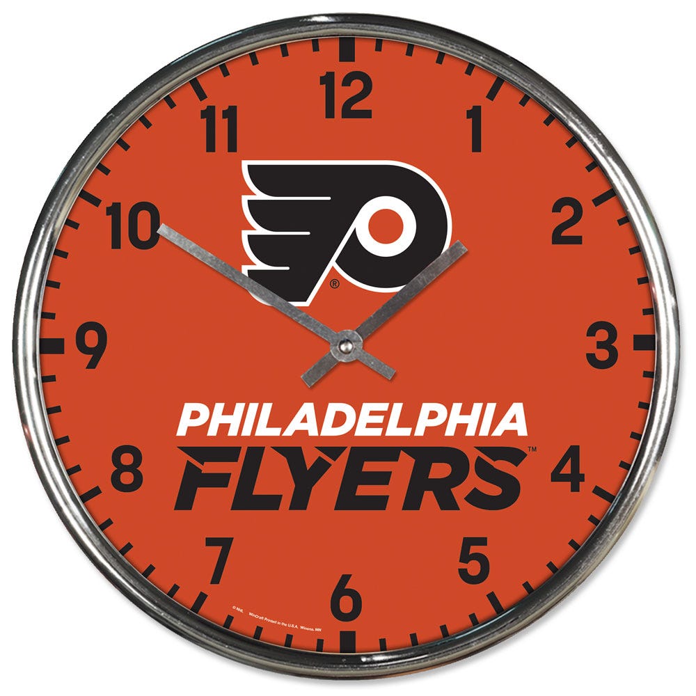 Philadelphia Flyers Clock Round Wall Style Chrome