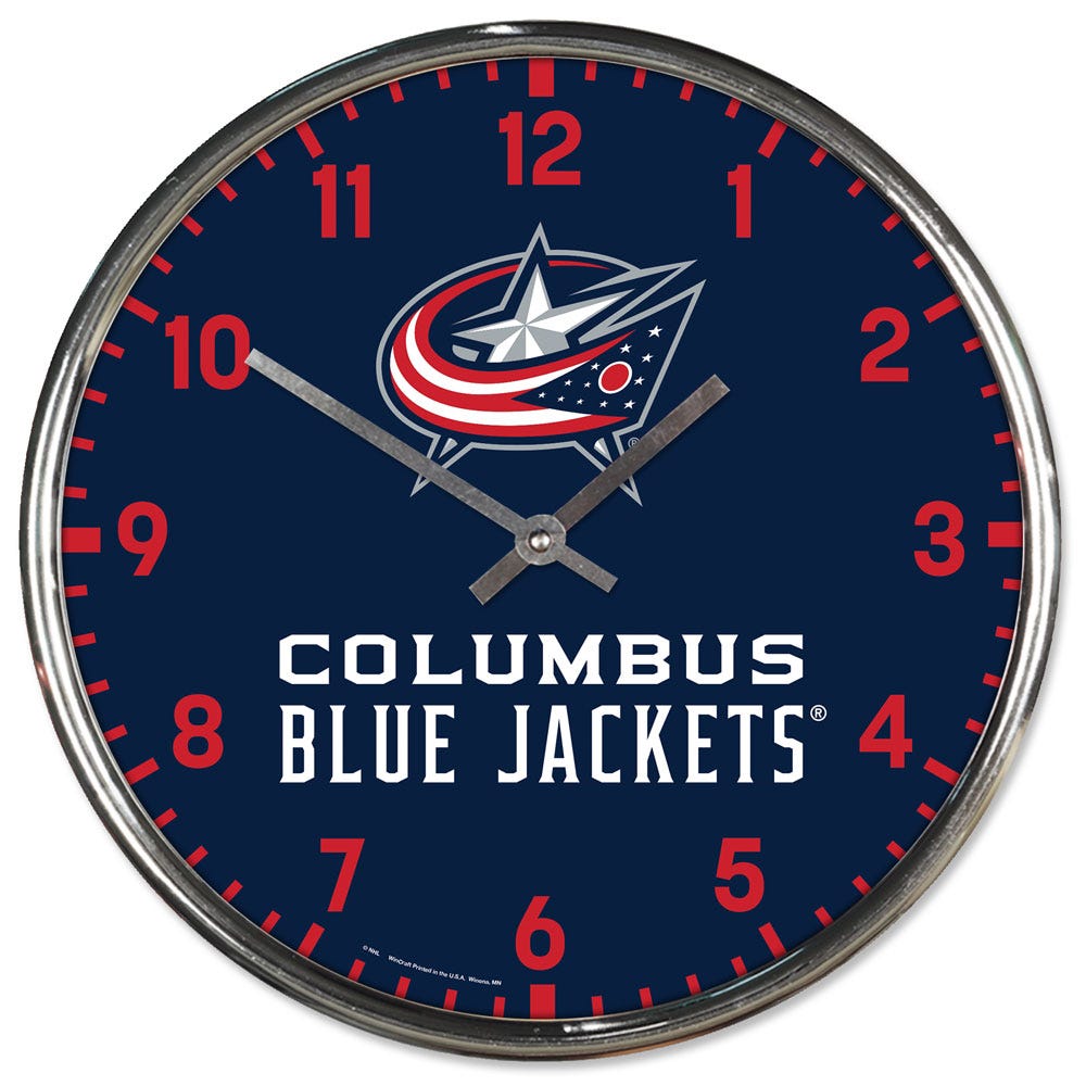 Columbus Blue Jackets Clock Round Wall Style Chrome