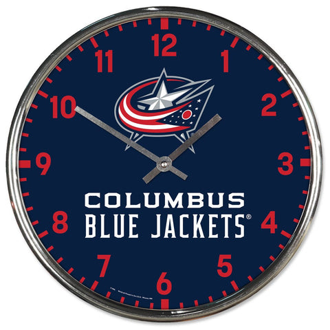 Columbus Blue Jackets Clock Round Wall Style Chrome