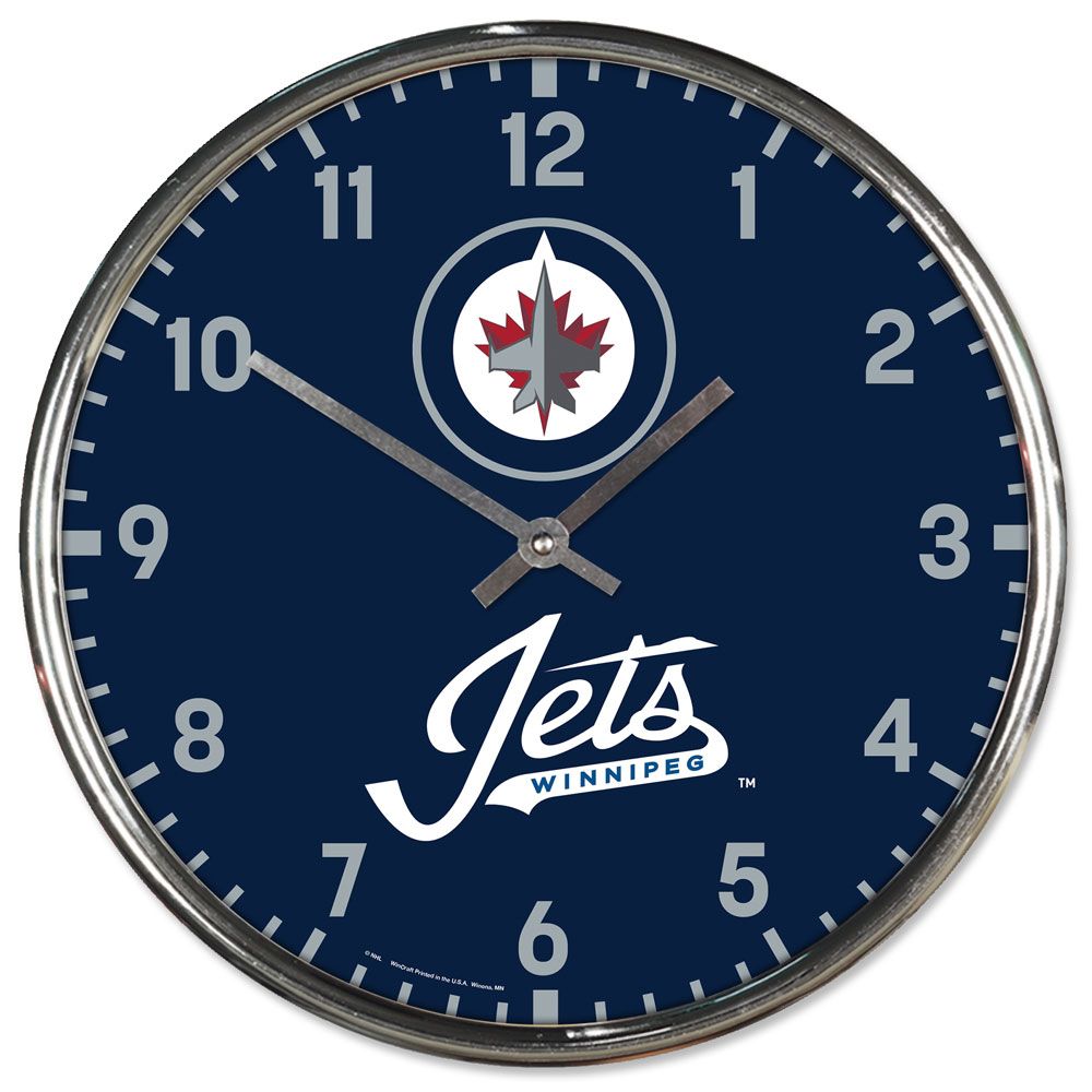 Winnipeg Jets Clock Round Wall Style Chrome