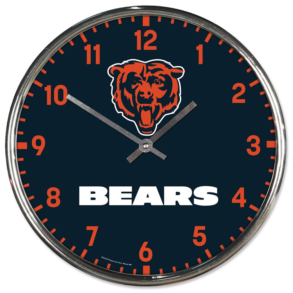 Chicago Bears Round Chrome Wall Clock