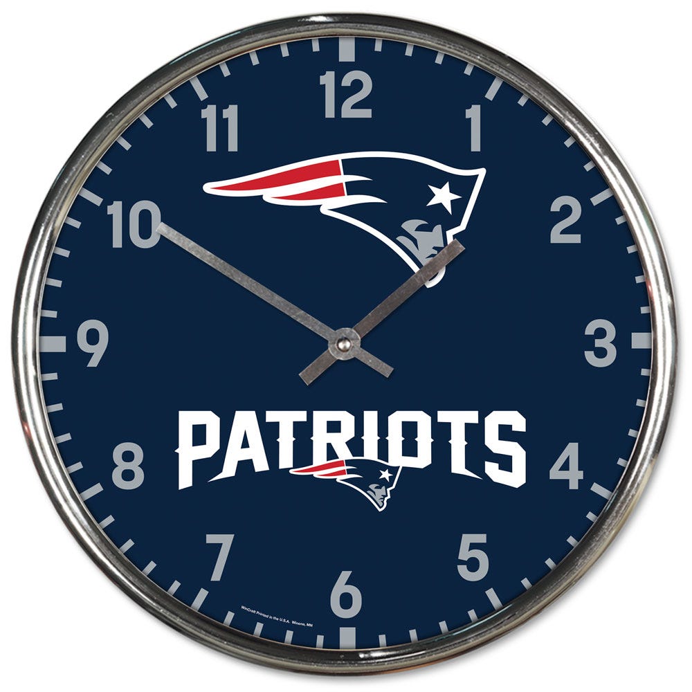 New England Patriots Round Chrome Wall Clock