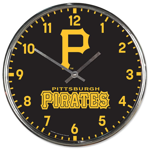 Pittsburgh Pirates Clock Round Wall Style Chrome