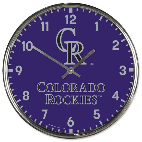 Colorado Rockies Clock Round Wall Style Chrome