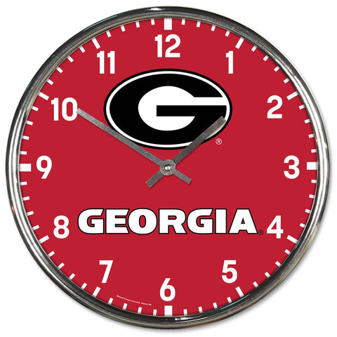 Georgia Bulldogs Clock Round Wall Style Chrome