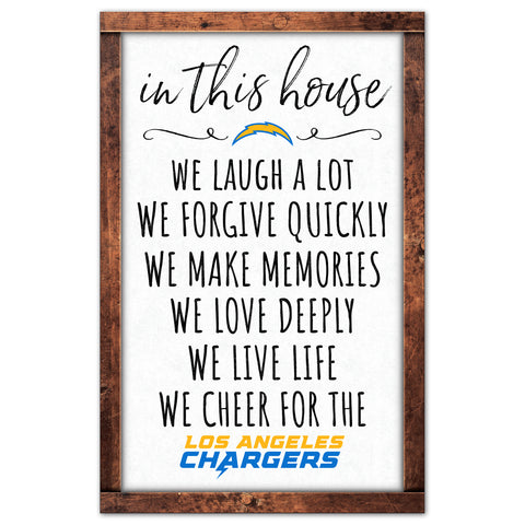 Los Angeles Chargers Sign 11x17 Wood In This House