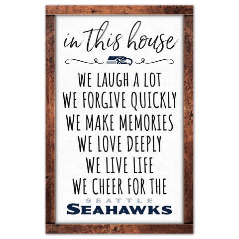 Seattle Seahawks Sign 11x17 Wood In This House
