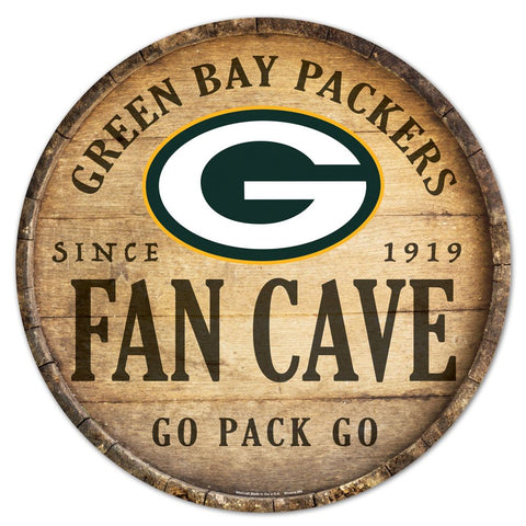Green Bay Packers Sign Wood 14 Inch Round Barrel Top Design