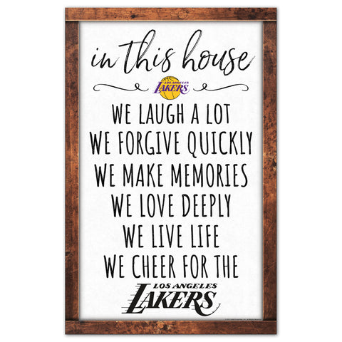 Los Angeles Lakers Sign 11x17 Wood In This House