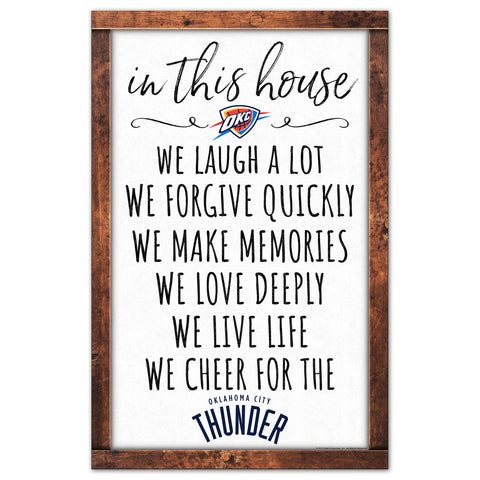 Oklahoma City Thunder Sign 11x17 Wood In This House