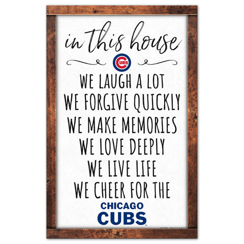Chicago Cubs Sign 11x17 Wood In This House