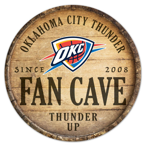 Oklahoma City Thunder Sign Wood 14 Inch Round Barrel Top Design - Special Order