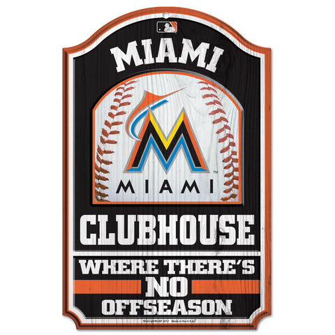 Miami Marlins Sign 11x17 Wood Clubhouse